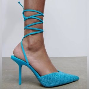Zara blue sparkly rhinestone heels